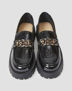 Chain Strap Platform Loafers - Black, 6 image
