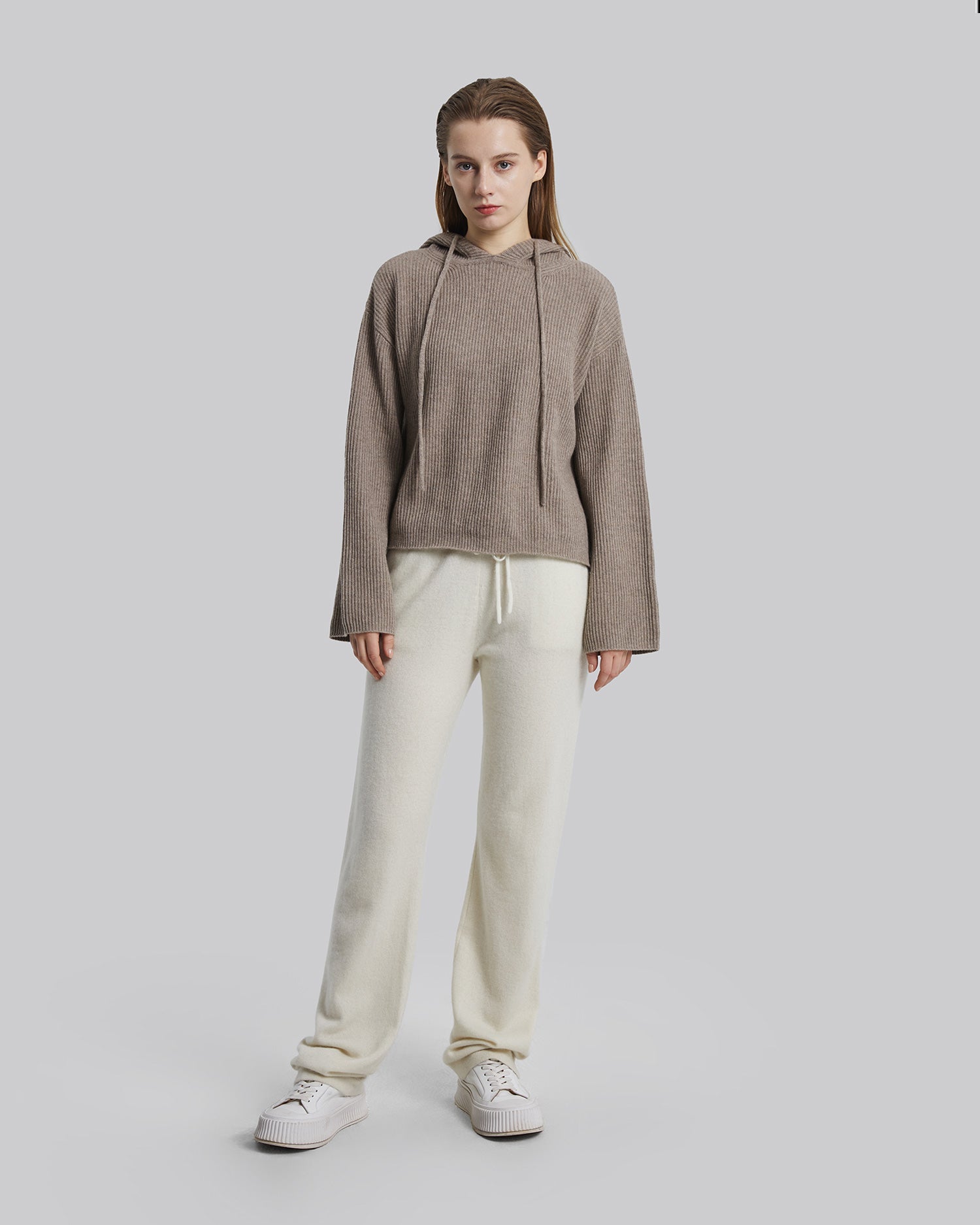 Cashmere Cropped Hoodie - Taupe, XS image