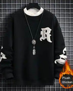 Layered Crewneck Letter Sweatshirt - Juniper, XXXL image