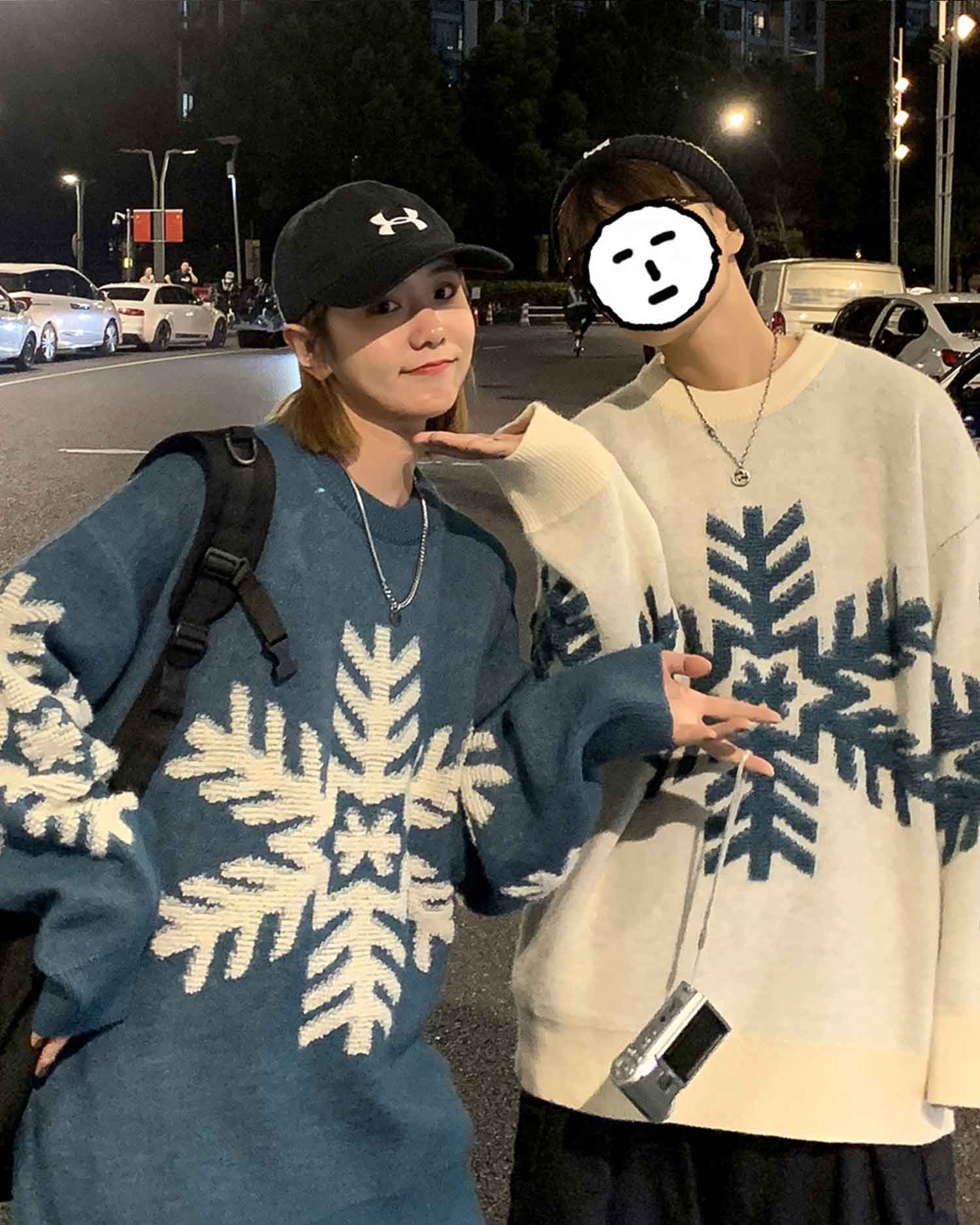 Snowflake Crewneck Jumper - Steel Blue, XL image