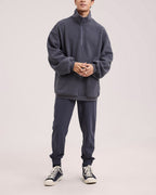 Plain Half-Zip Fleece Sweatshirt - Aegean, S image