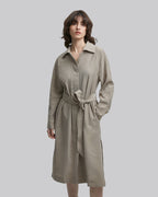 Belted Side Slit Long Shirt Dress image 4
