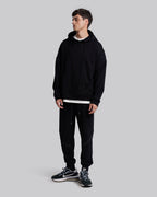 Black Cotton Paneled Hoodie - Black, S image