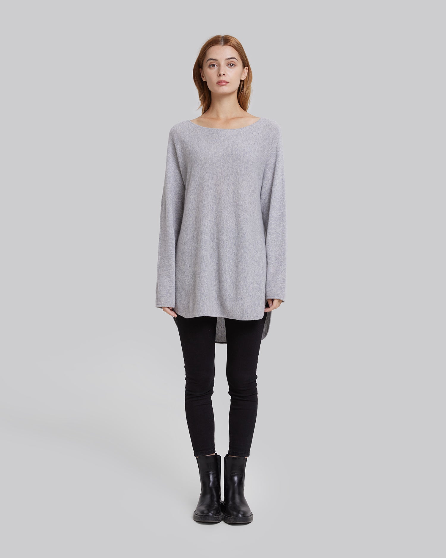 Boatneck Casual Cashmere Sweater - Elephant, XS image
