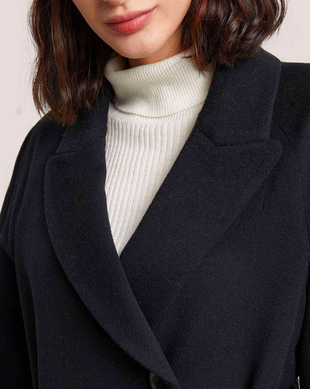 Belted One Button Long Wool Coat image 4