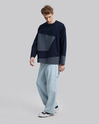 Color Block Paneled Sweatshirt - Blue &amp; Grey-Blue, S image