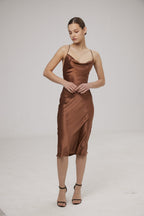 Lounge Midi Silk Slip Dress - Copper, XXL image
