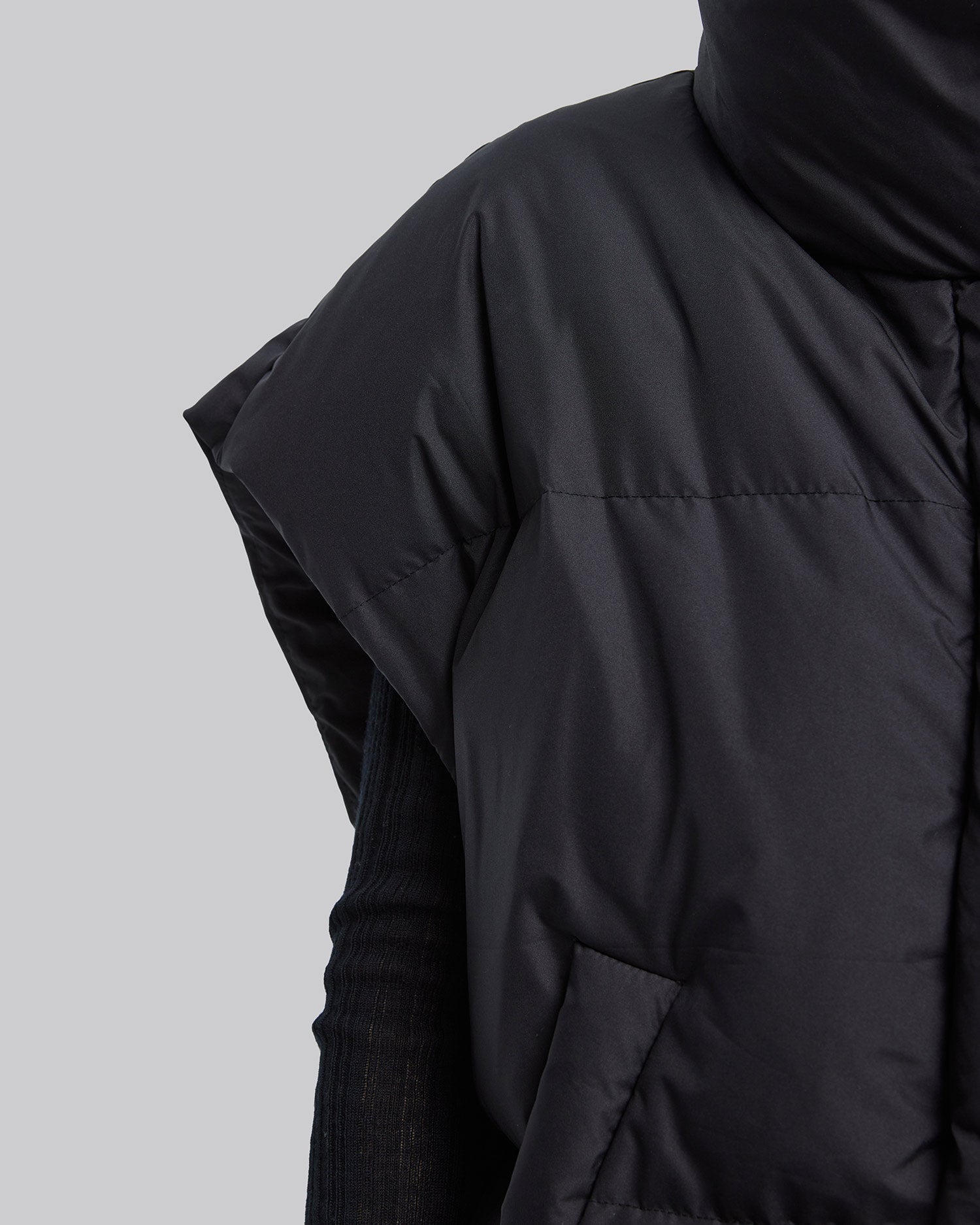 Black Down Puffer Vest image 4