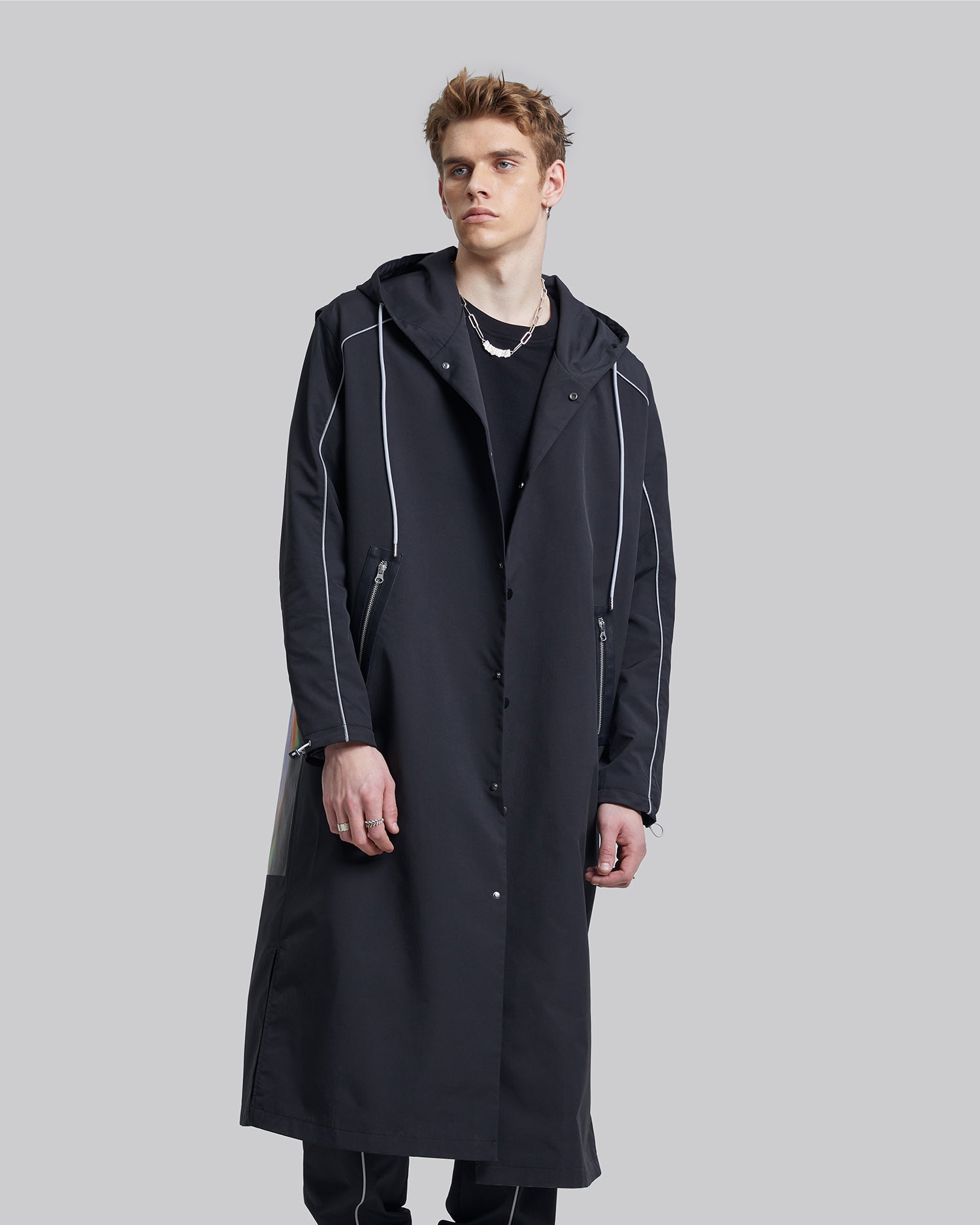 Back Graphic Hooded Long Coat image 1
