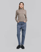 Cashmere Knitted Roll-Neck Sweater - Oatmeal, S image