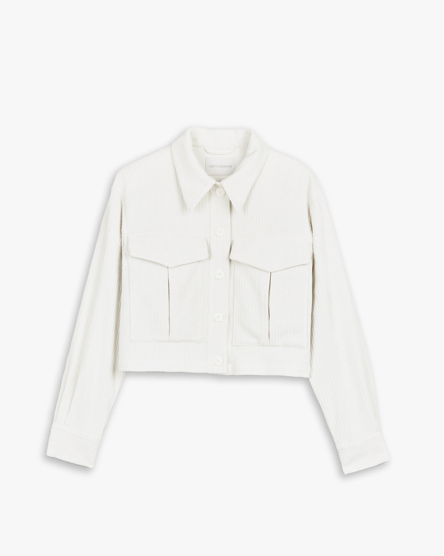 1 × Cropped Corduroy Jacket - Cream, M image