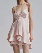 Lace Hollow Silk Dress - power-pink, S image