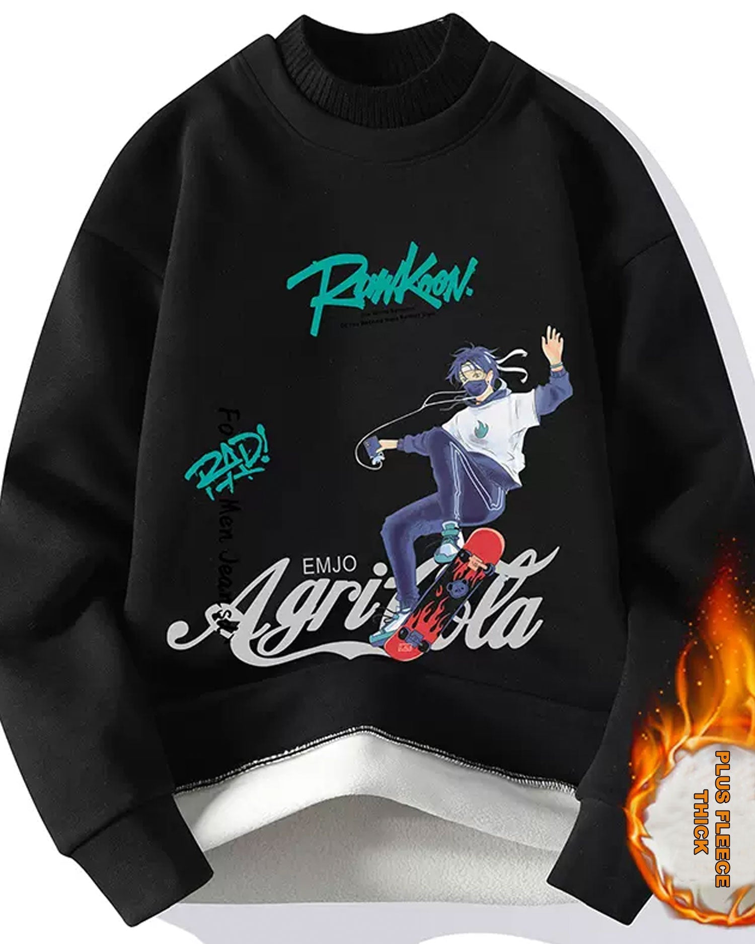 Layered Neck Cotton Pullover - Black, L image