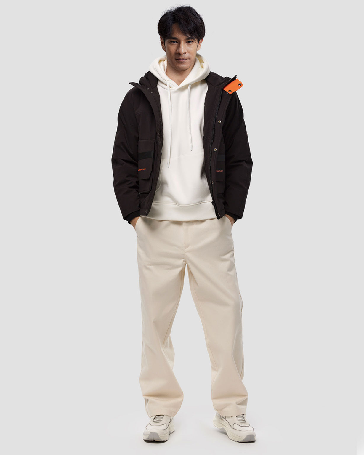 Quilted Sporty Puffer Jacket - Black, L image