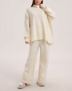 Oversized Wool Sweater Set - Ecru White, OS image