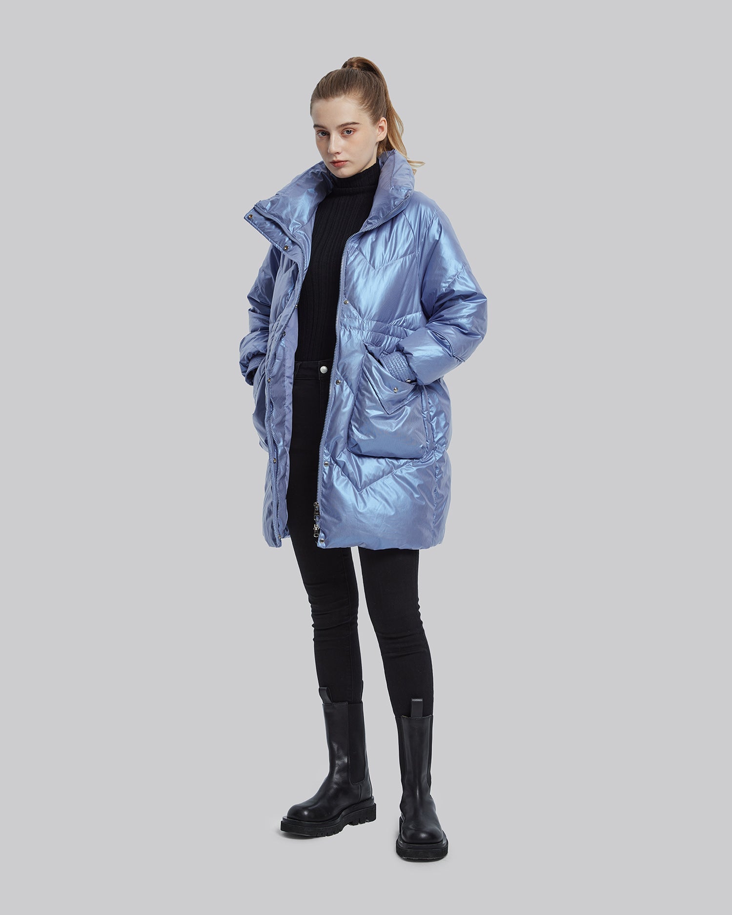 Water-Resistant Puffer Jacket - Blue, M image