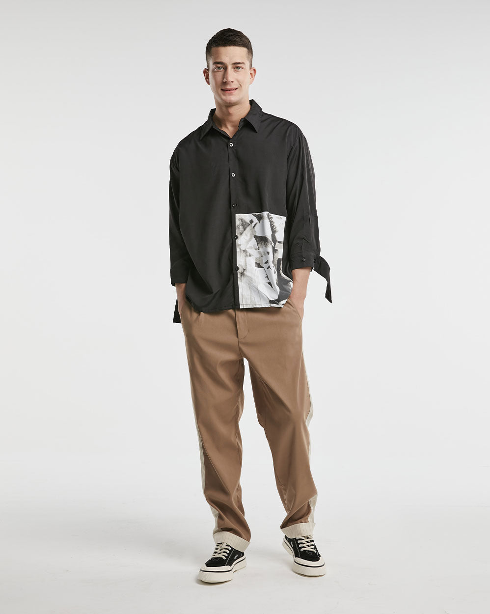 Classic Long-Sleeve Shirt With Prints - Black, XS image