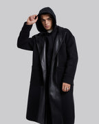 Wool &Faux-Leather Panel Coat image 3