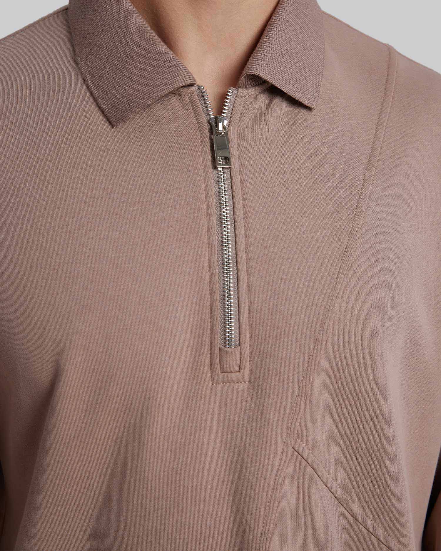 Zippered Polo Shirt with Splits image 4