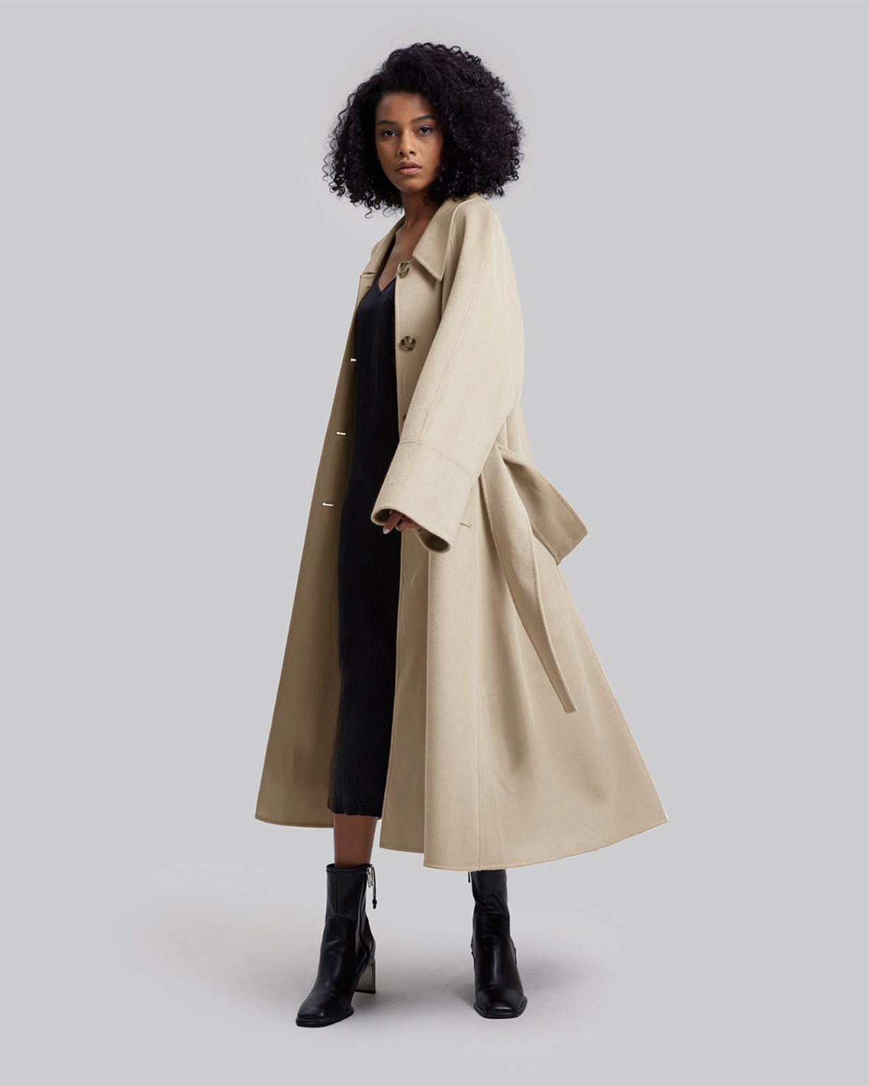 Cashmere Single Breasted Coat - Beige, S image