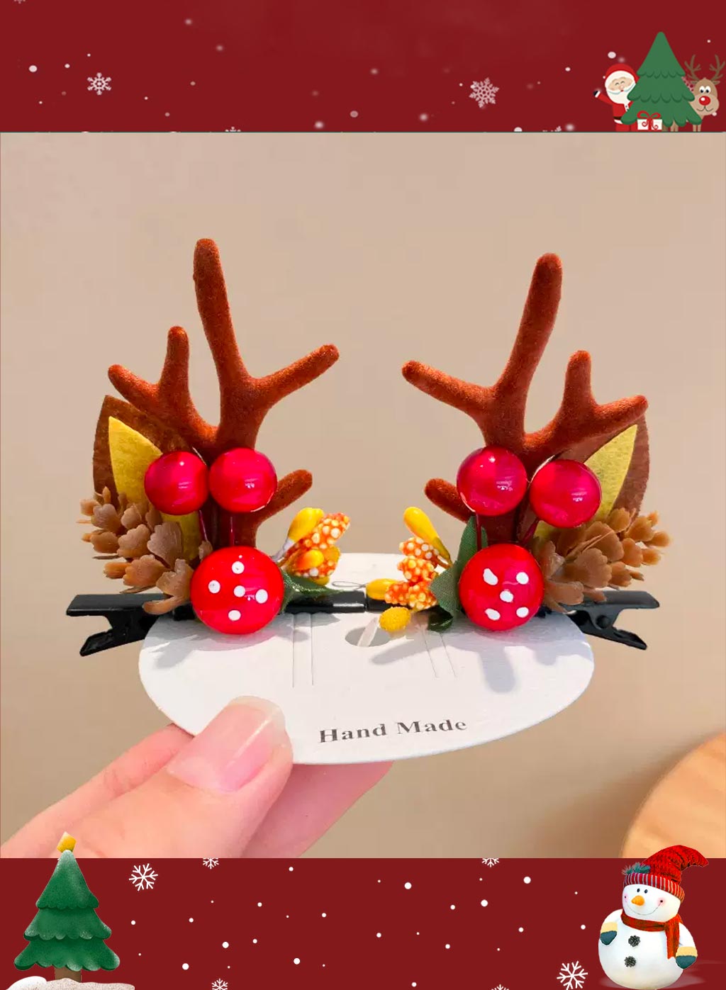 Special Christmas moose headdress - Scarlet Red, OS image