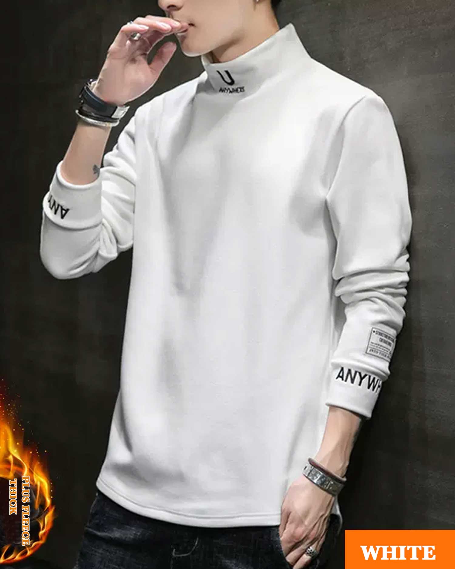 High Neck Half-Zip Pullover - Cream, XXL image