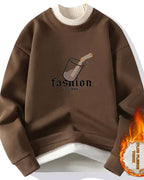 Layered Neck Cotton Pullover - Cinnamon, XXXL image