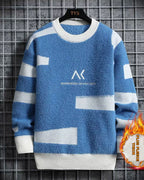 Two-Tone Crewneck Knit Jumper - Blue, XL image