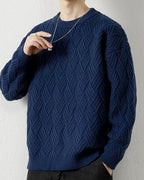 Crewneck Cable-Knit Jumper - Navy, XXXL image
