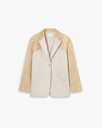 1 × Earthy Color Panel Blazer - Beige &amp; Camel, XS image