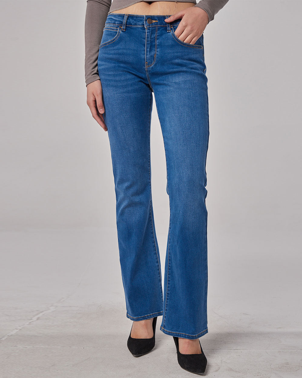 Flare Jeans for Women High Waist Stretch - Blue, XS image