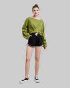 Cross-Front Cropped Sweatshirt - Spring Green, M image