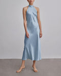 Halterneck Silk Maxi Dress - Baby blue, XXS image