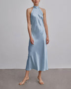 Halterneck Silk Maxi Dress - Baby blue, XXS image
