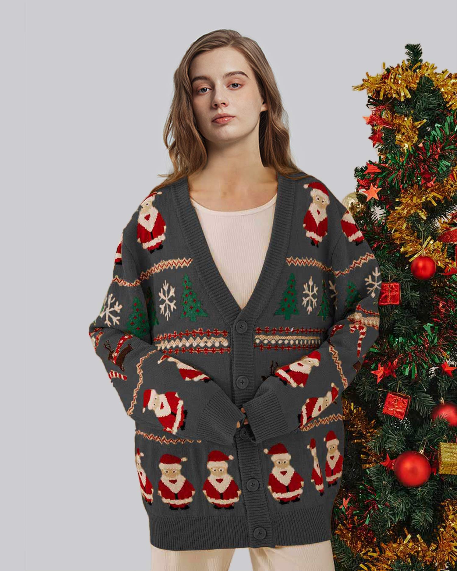 Christmas Cardigan - Grey, M image
