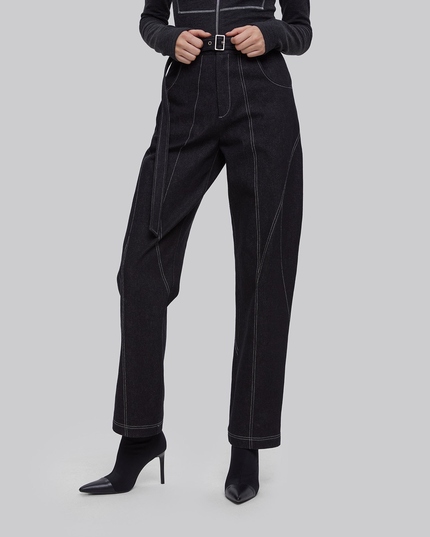 Multi Line Belted Pants image 3