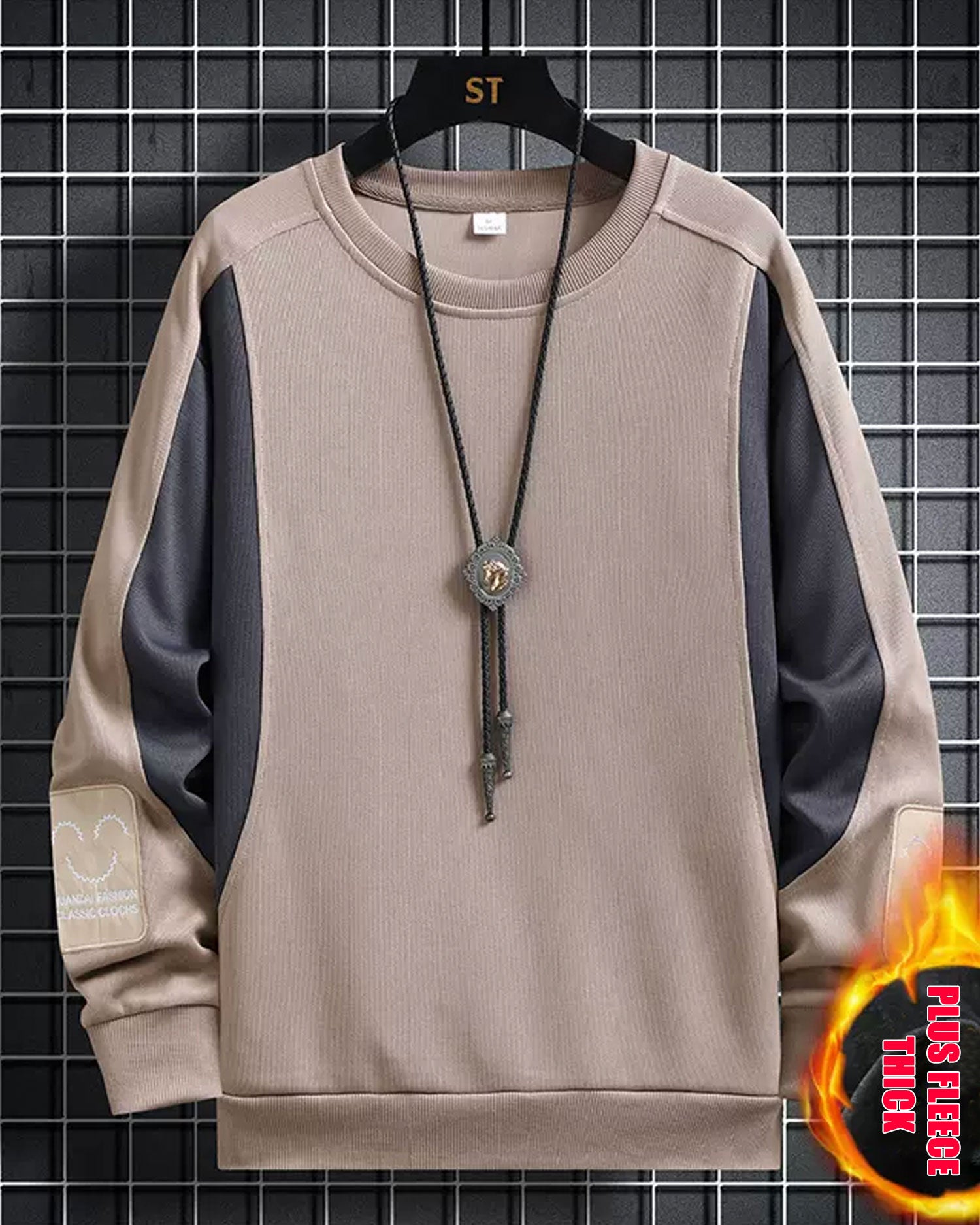 Contrast Crewneck Sweatshirt - Lemon Yellow, XXL image