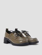 Croc-Effect Oxford Loafers - Green, 7 image