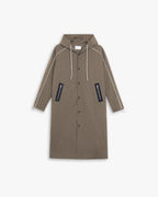 Back Graphic Hooded Long Coat - Coffee, S image