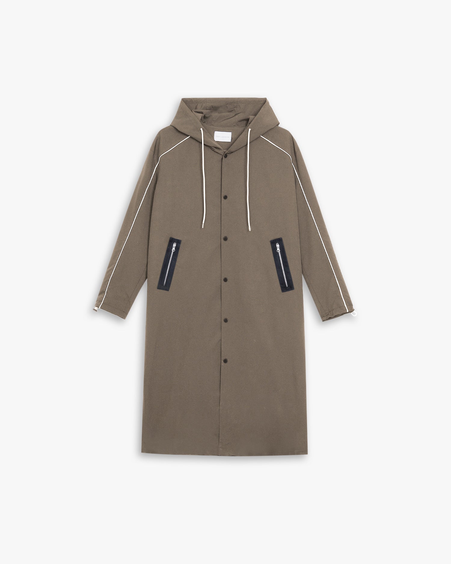 Back Graphic Hooded Long Coat - Coffee, S image