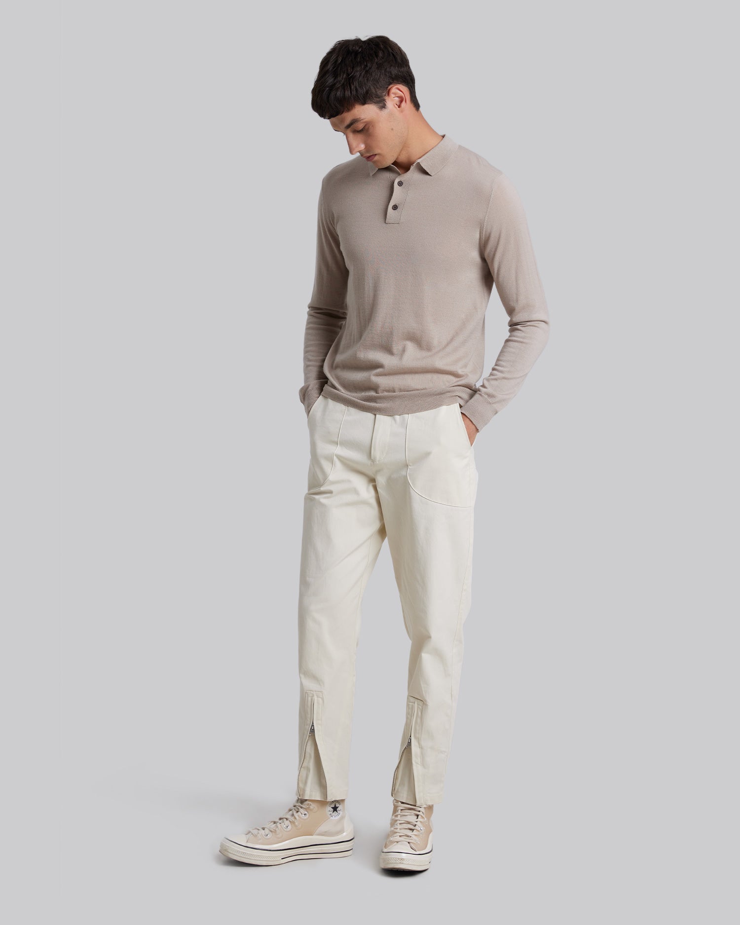 Wool Polo Sweater - Beige, S image