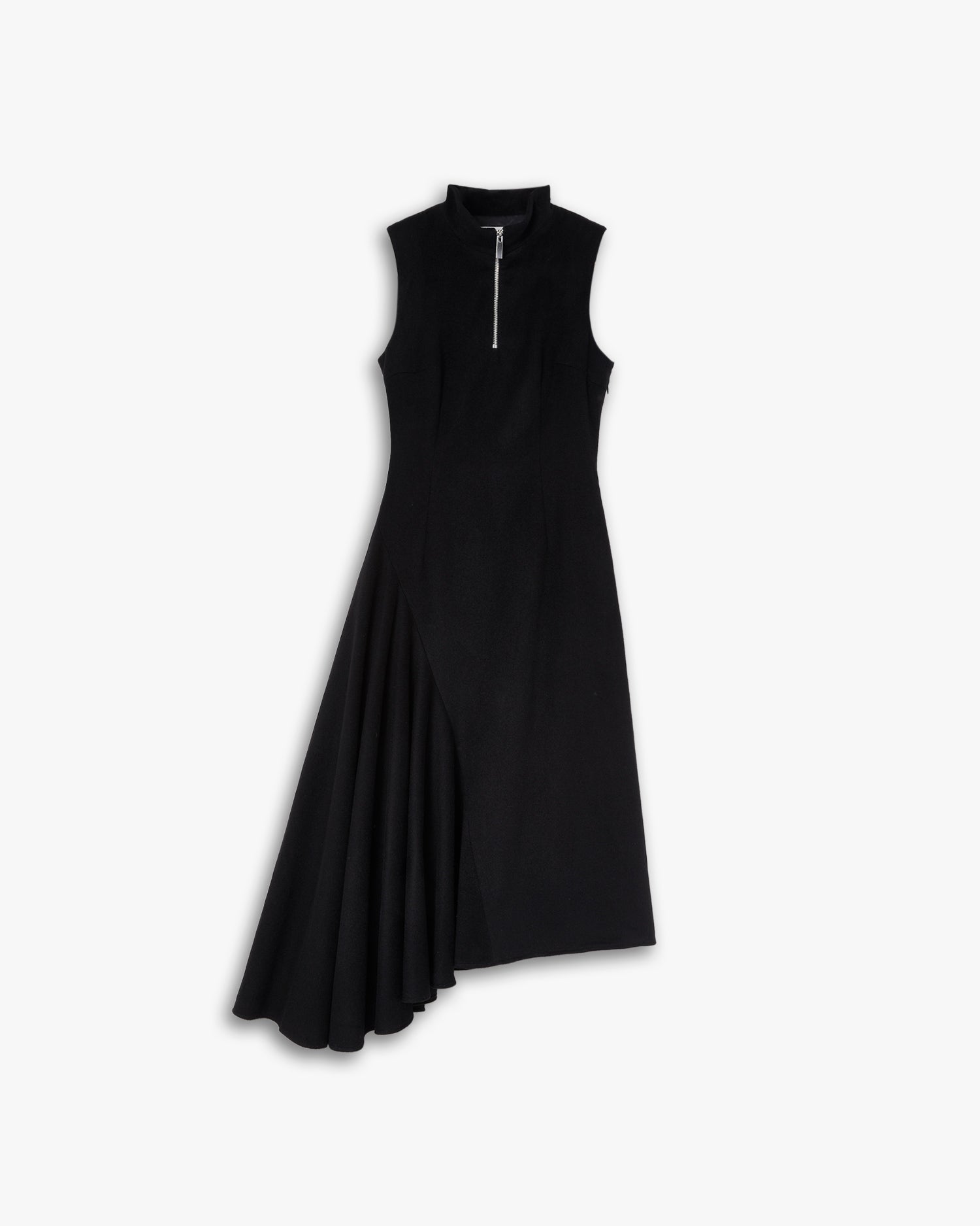 Black Asymmetric Wool Dress image 0