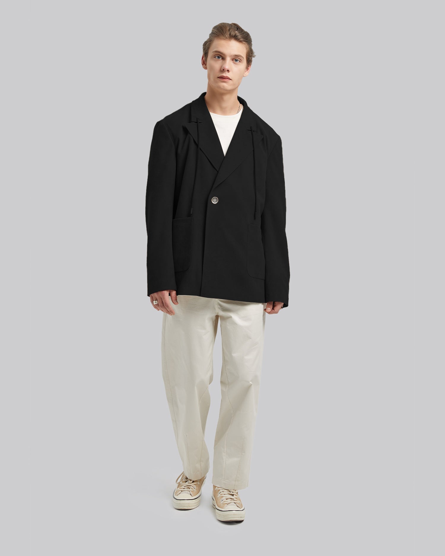 Corduroy Drawstring Blazer - Black, M image