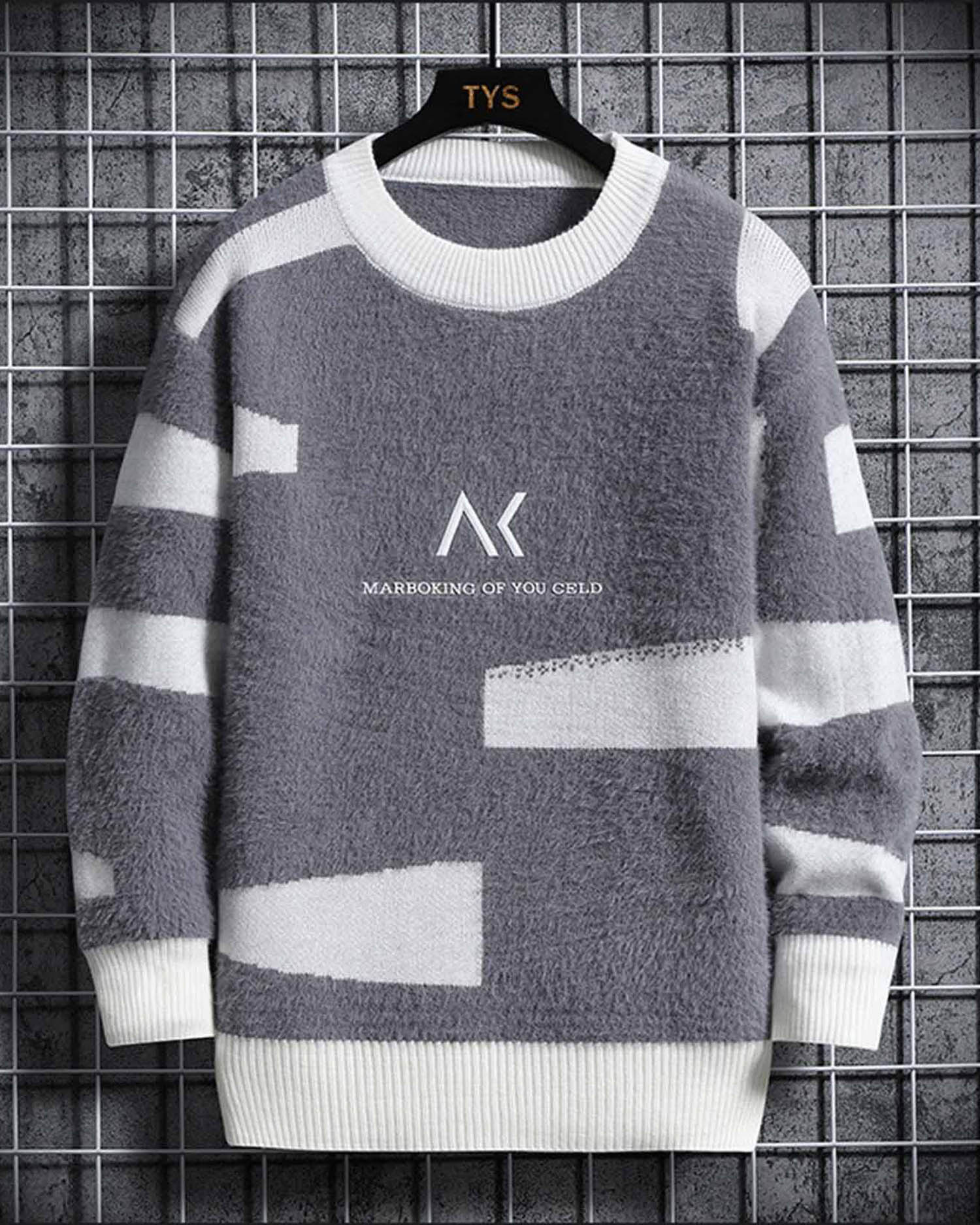Two-Tone Crewneck Knit Jumper - Fossil, XXL image