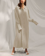 Buttoned Back Drape Shirt Robe - Cream, M image