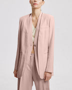 Linen Layered Blazer - Baby Pink, M image