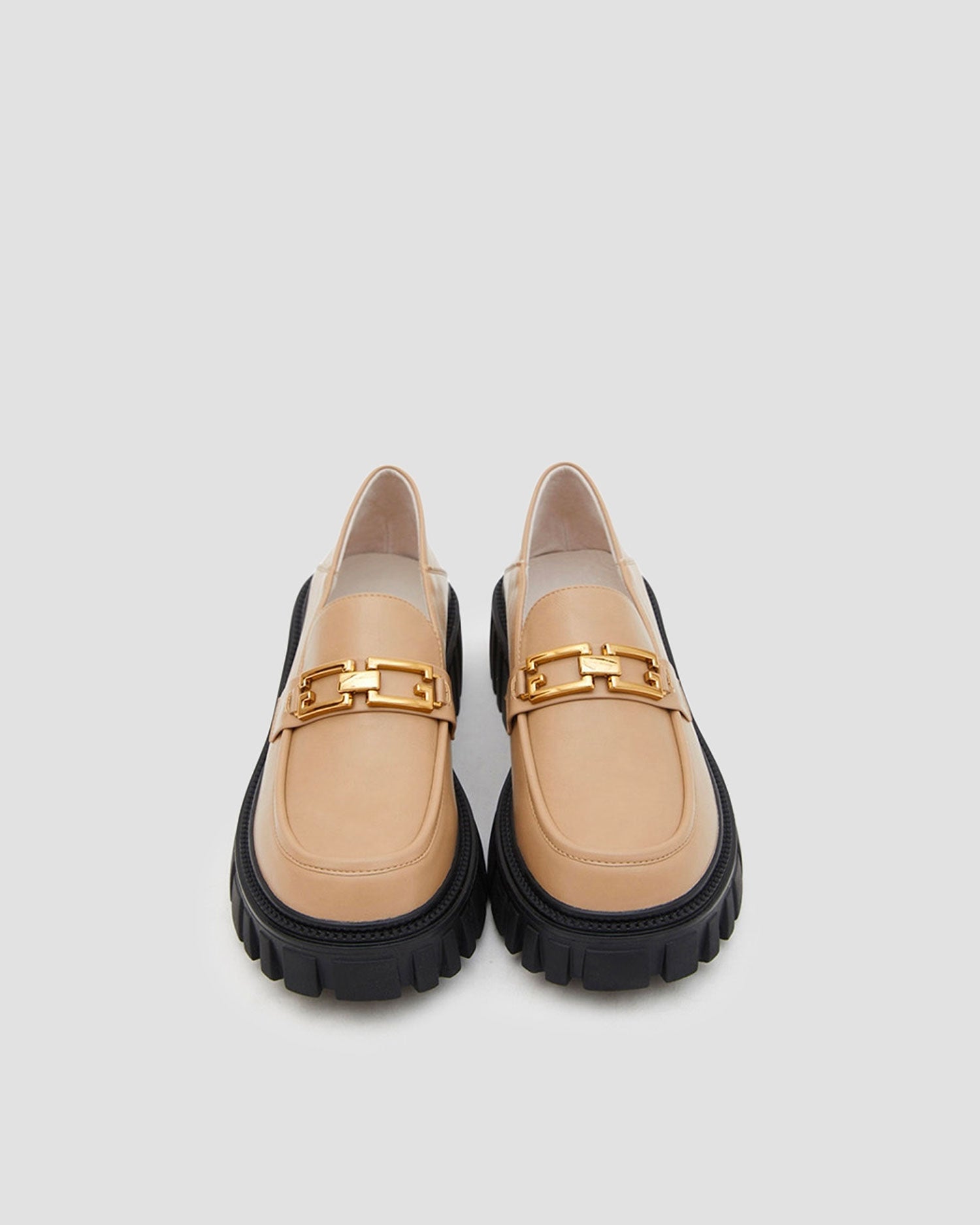 Leather Loafers With Chain - Cinnamon, 7 image