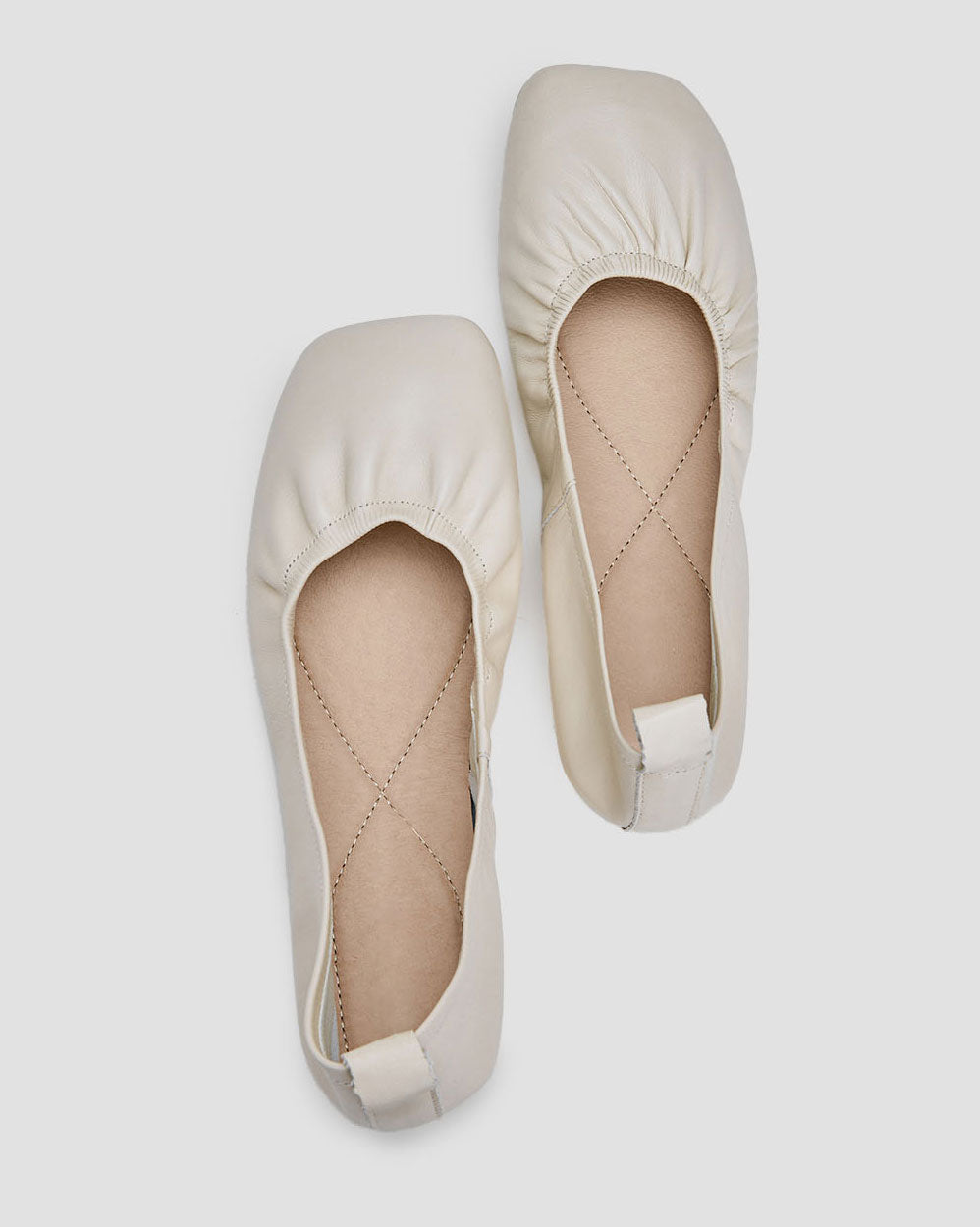 Squared Toe Flats - White, 9 image