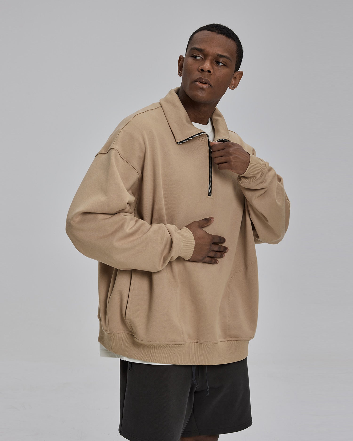 Plain Half-Zip Sweatshirt image 1