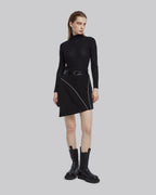 Belted Asymmetric Short Skirt - Black, S image